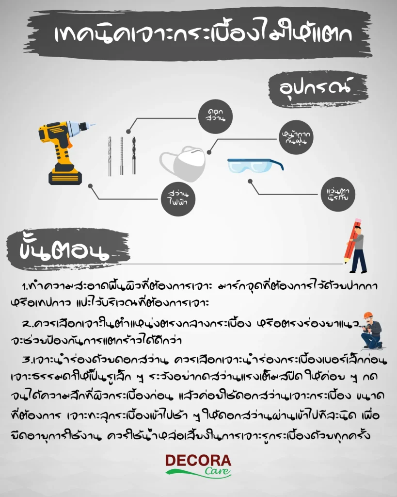 เทคนิคการเจาะกระเบื้องอย่างไรไม่ให้กระเบื้องแตก